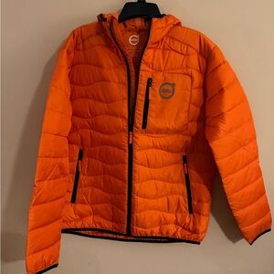 Orange Puffer Jacket with Hood Volvo size M
